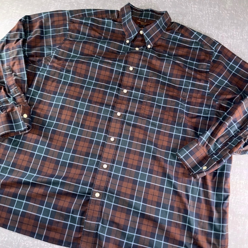 Oak Hill Mens 2XL Destination XL Plaid Button Down Shirt Wrinkle Free Big & Tall
